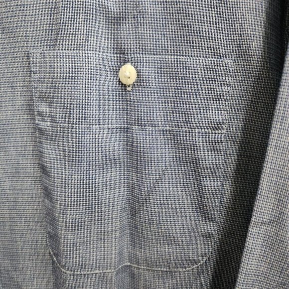 VTG Yves Saint Laurent Blue Woven Dress Shirt LS Button Down Size L 16.5 32-33 - Picture 8 of 10